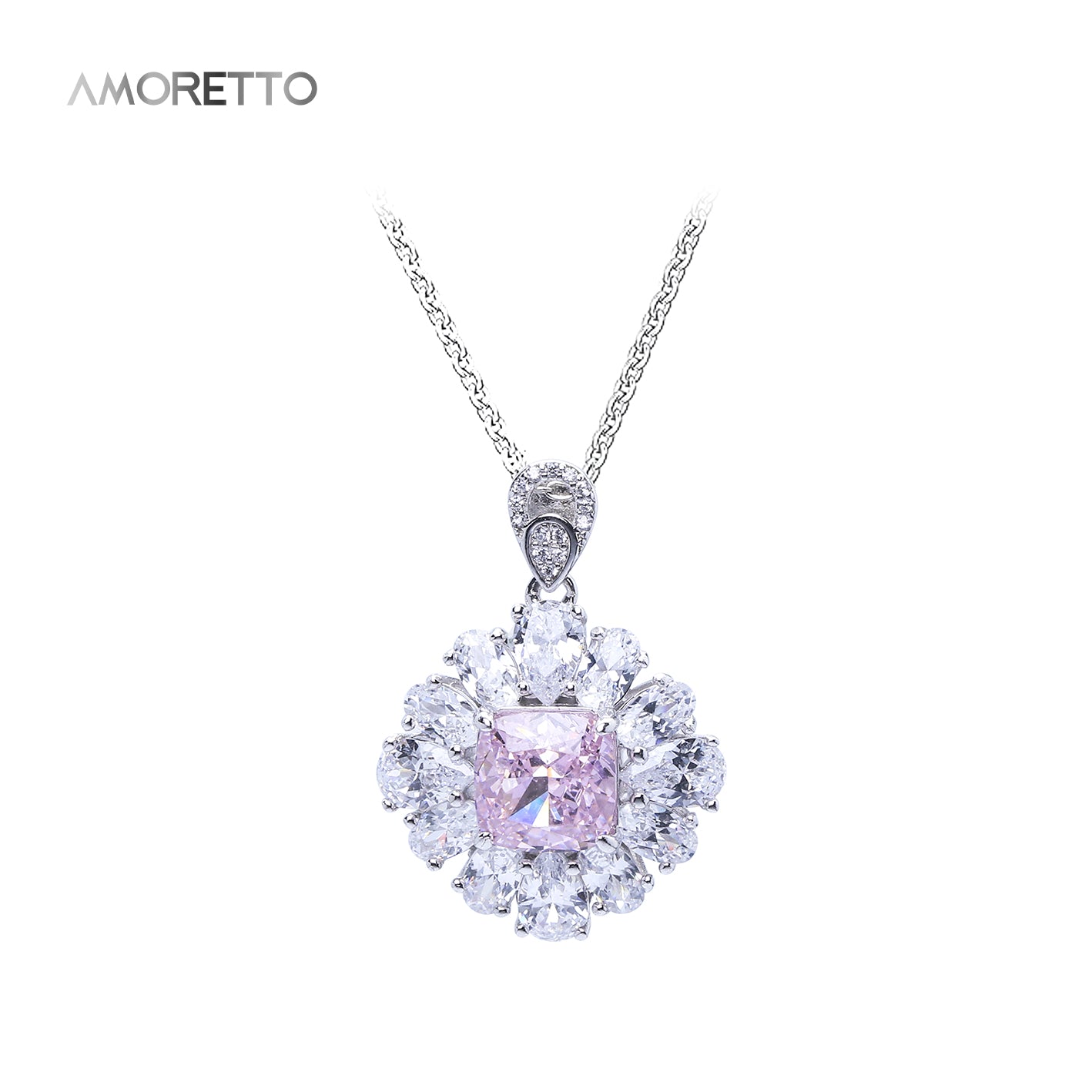 Aurora Fancy Pink Cushion Surround Pendant
