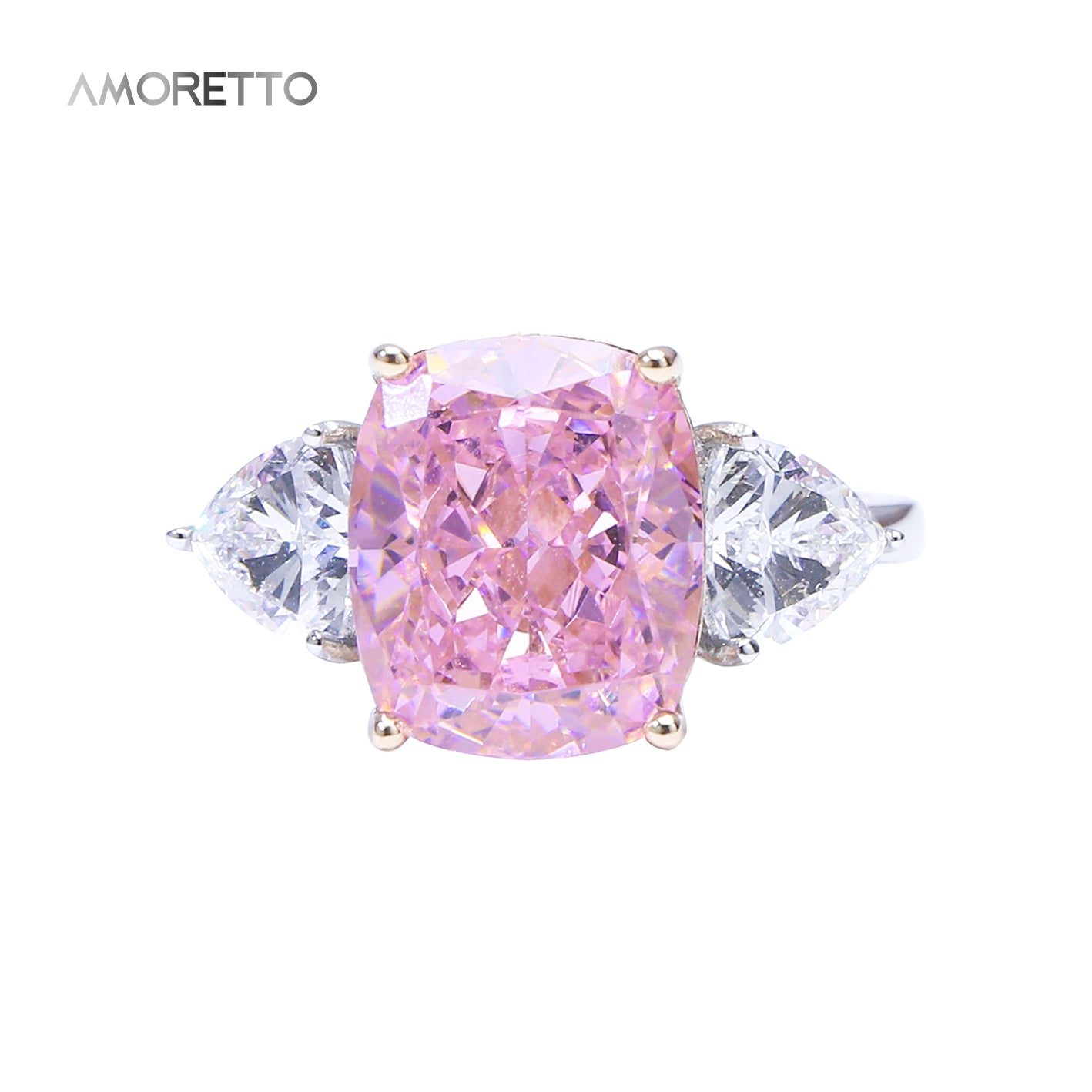 Aurora Light Vivid Pink Cushion Four-Prong Ring