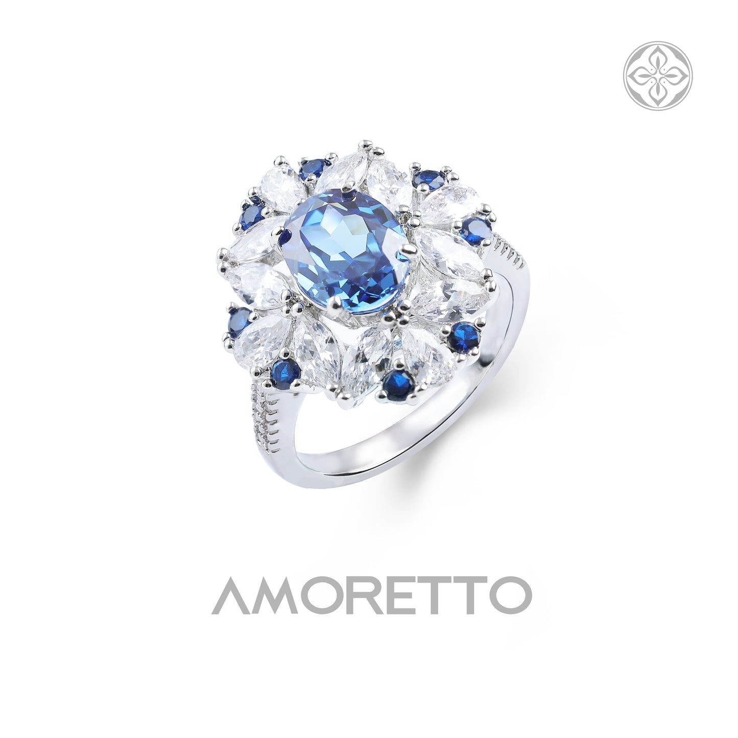 Stella Ring - Cluster Halo Ring, Sapphire Blue