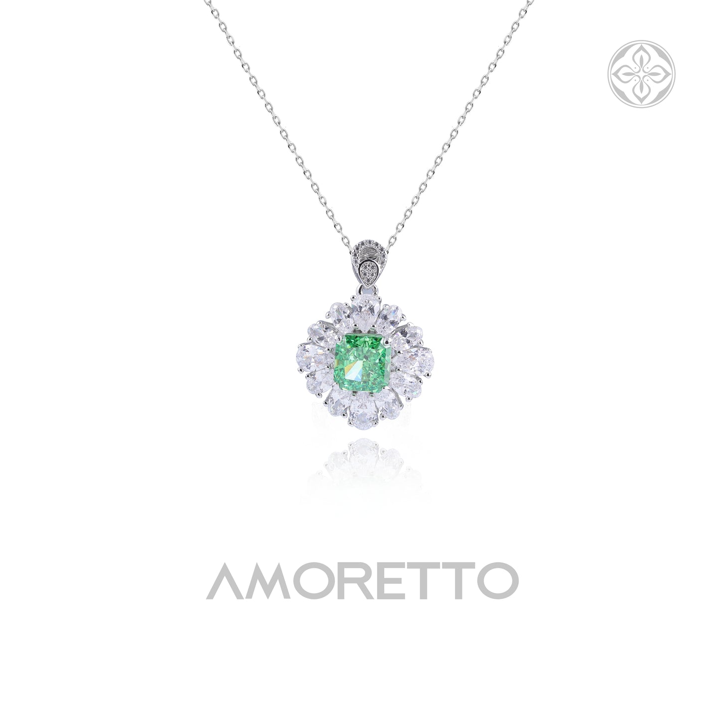 Viridis Bloom Pendant – Tsavorite HCD with Floral Halo & Hand-Set Pavé Necklace